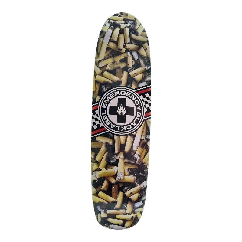 Shape Black Label "Emergency Cigarettes" Custom Shaped Deck 8.0"